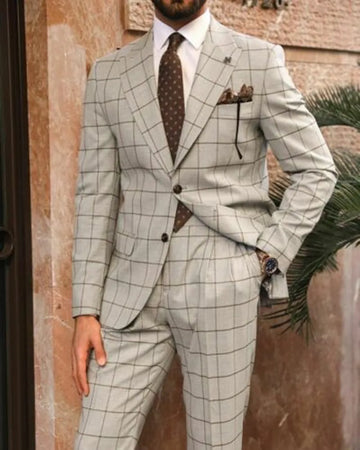 Aidase Men Suits Sets Slim Fit Check Costume Homme Tailor-Made 2 Pieces Coat Pants Prom Tuxedos Formal Peak Lapel Tailored aidase-shop